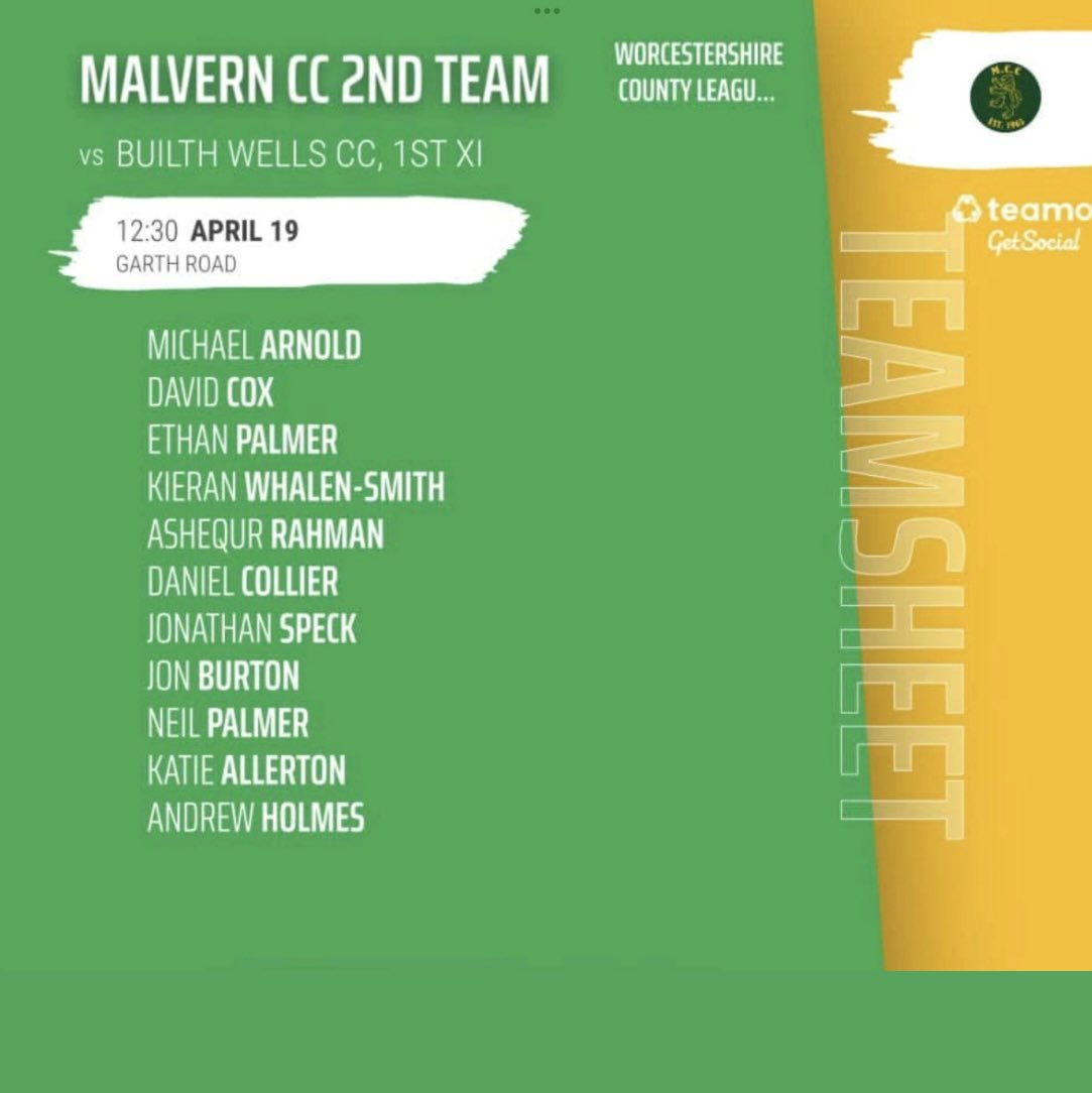 Malvern Cricket Club (@malverncricket) on Twitter photo Team News for the opening fixtures of the 2025 season.
π 1st XI - Pershore 2nd XI at Home (12 noon start)
π 2nd XI - Builth Wells 1st XI Away (12:30pm start)
Good luck to everyone representing <a href="/MalvernCricket/">Malvern Cricket Club</a> this weekend. Team News for the opening fixtures of the 2025 season.
π 1st XI - Pershore 2nd XI at Home (12 noon start)
π 2nd XI - Builth Wells 1st XI Away (12:30pm start)
Good luck to everyone representing <a href="/MalvernCricket/">Malvern Cricket Club</a> this weekend.