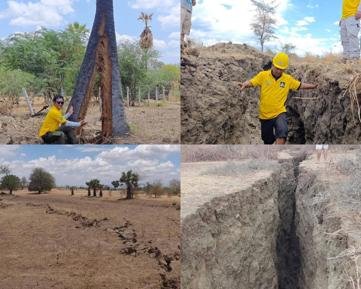 TheChindwin's tweet photo. A team of surveyors in Myanmar has completed their evaluations, confirming that the fissures resulting from the 7.7 magnitude earthquake on March 28 have extended over a remarkable distance of 500 kilometers, which equates to more than 342 miles. The earthquake was centered in Sagaing and its effects reached into the northern Bago region, as well as parts of Shan State. 

This assessment highlights the extensive impact of this seismic event on the affected areas.

Photo/Nyo Min