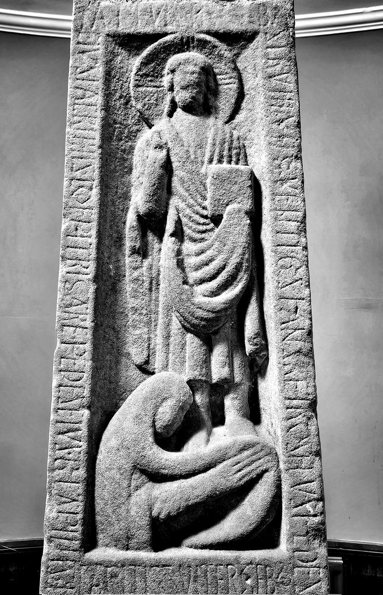For Good Friday here is the 7thC Christ in Glory from the Ruthwell Cross in the Scottish Borders, surrounded by the text of the Anglo-Saxon poem, the Dream of the Rood. It seems to have been the work of a Jarrow sculptor, so part of the world of Bede:

Syllic wæs se sigebeam, ic