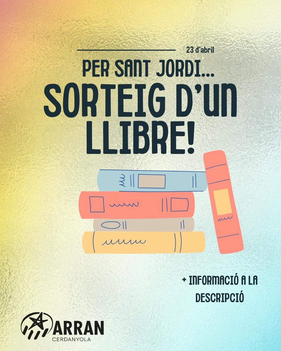 SORTEGEM UN LLIBRE PER SANT JORDI📚🌹 

Que has de fer per participar?

Apropa’t a la paradeta de St Jordi del Casal la Flama que estarà situada a la plaça de l’Ajuntament. 

🏆📚 Anunciarem el resultat del sorteig el mateix dia de Sant Jordi🌹

🍀Molta sort!