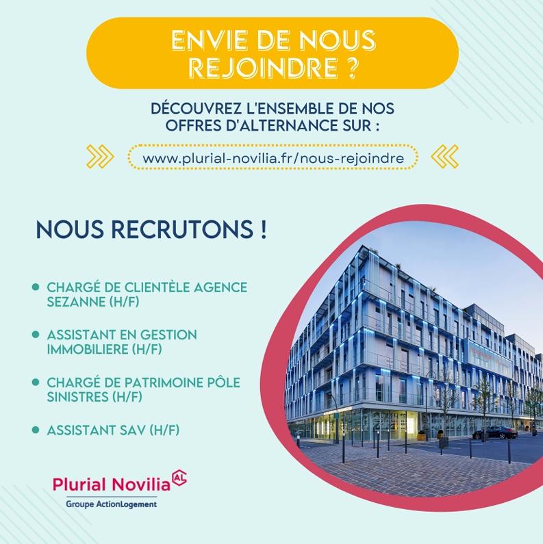 PlurialNovilia's tweet image. 🚀 Plurial Novilia (groupe @ActionLogement) recrute des #alternants pour la rentrée 2025 ! 👩‍🎓

📣 Plusieurs postes sont à pourvoir dans des domaines variés : #RelationClient, #Réhabilitation, #Informatique, #Comptabilité, et #Juridique.
Prêt à rejoindre une équipe dynamique ?!