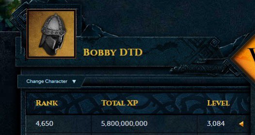 Bobby_DTD's tweet photo. 5.8b xp finally…. #4650 locked in. Can actually race next time a skill drops. https://t.co/kPVPBtvfz8