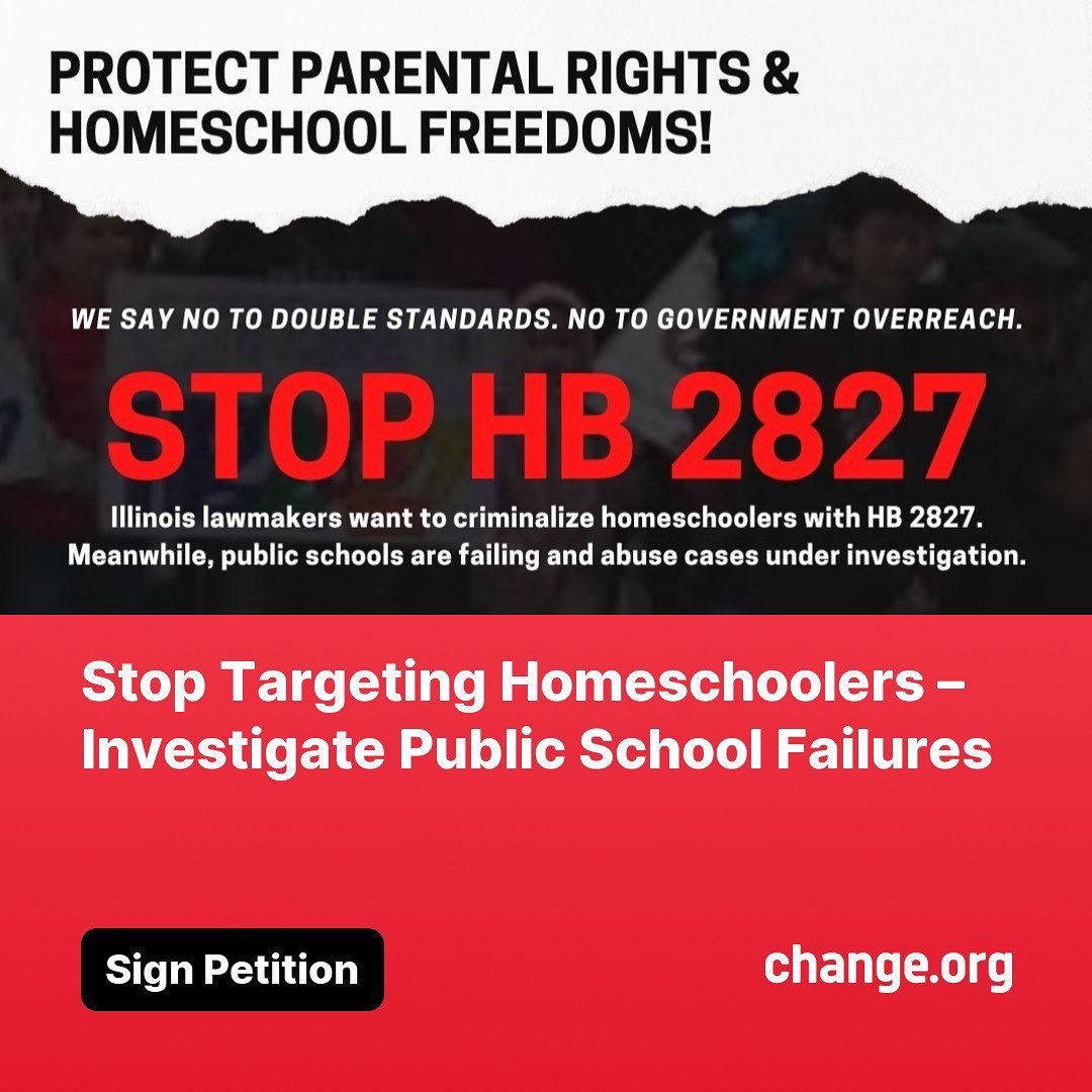 🚨 Parents, Educators, and Freedom Lovers—Take Action!

Illinois HB 2827 is NOT dead, yet!

🎯 This bill still threatens homeschoolers, private schools, and YOUR rights as a parent.

Parents, stay alert—we must keep fighting! Be Louder. Stay Free.
 “Where the Spirit of the Lord