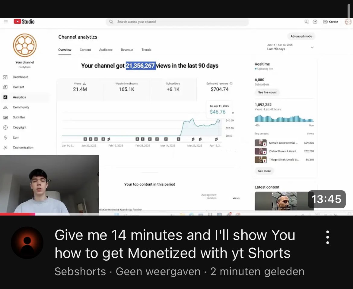 SebShorts's tweet image. Just revealed another one of my monetized channels in this new video. If you’re just starting with yt shorts there should be a lot of value for you in this video. Just look up “sebshorts” or the title of the video and you should be able to find it
