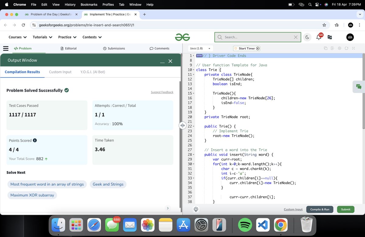 Bhavin0325's tweet photo. HELLO FOLKS!! 

160 Days of Problem Solving - Your Ultimate Interview Preparation Journey!

Day-155 : 
Topic : Graph
Solved problem : Implement Trie

@geeksforgeeks 

#gfg160 #geekstreak2024 #POTDwithGFG #DSA #ProblemSolving https://t.co/U08pSpiROh
