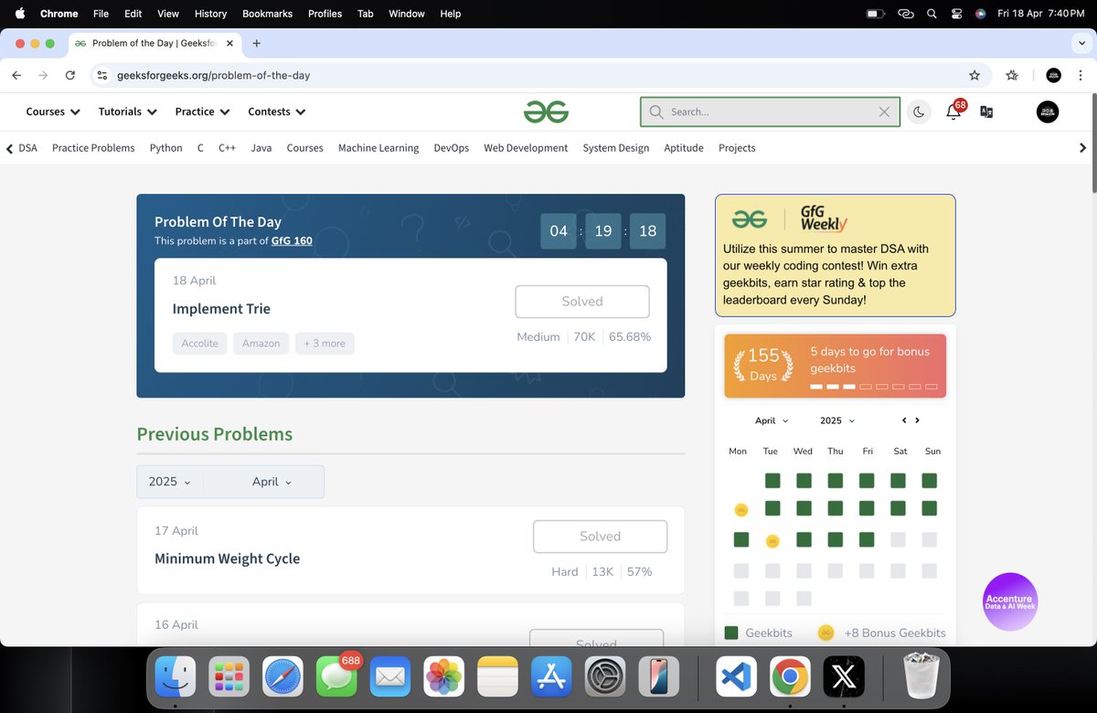 Bhavin0325's tweet photo. HELLO FOLKS!! 

160 Days of Problem Solving - Your Ultimate Interview Preparation Journey!

Day-155 : 
Topic : Graph
Solved problem : Implement Trie

@geeksforgeeks 

#gfg160 #geekstreak2024 #POTDwithGFG #DSA #ProblemSolving https://t.co/U08pSpiROh