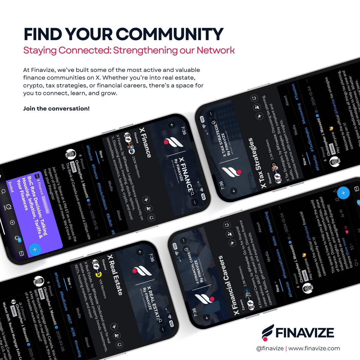 Finavize's tweet photo. Finavize hosts the largest network of finance communities on X—covering real estate, tax, crypto, and financial careers. Join thousands of professionals sharing insights, trends, and opportunities. If you’re serious about finance, there’s a conversation waiting for you. https://t.co/pnYfxu6X2D