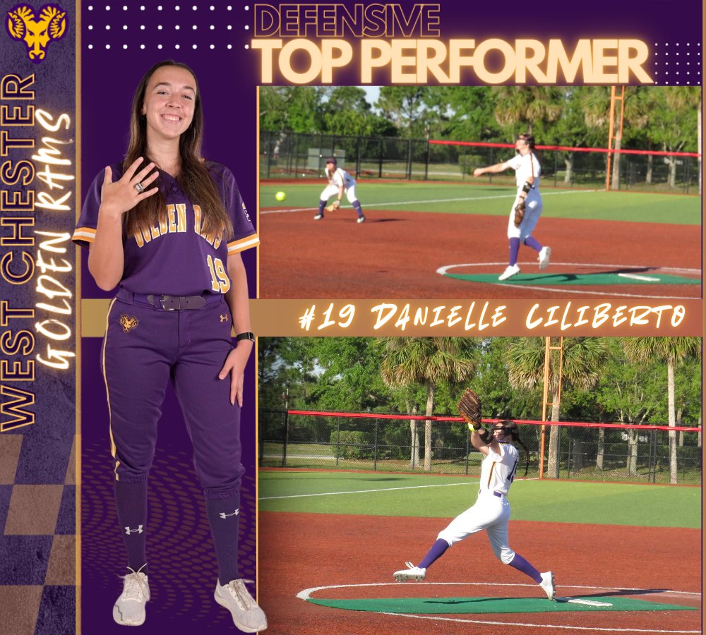 WestChesterSB's tweet photo. With a Complete Game Shutout giving up only 2 Hits, and her 12th Win of the season, our Defensive Top Performer vs Lock Haven in Game 1 is Danielle Ciliberto.
#DJDazzling #fightforthatfeeling https://t.co/fCIerJMEwk