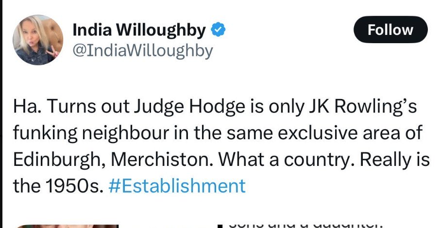 1. I don’t live in Merchiston.
2. I have never met Lord Hodge.
3. It really isn’t the 1950s.
4. India remains the funniest thing in my mentions.
5. India remains a man.
#Entertainment