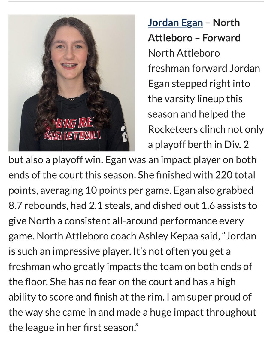 Congratulations to Bay State Jag 🐆 ‘28 Jordan Egan on earning Hockomock All-Star honors 💫 Jordan was the only freshman All-Star in the league‼️