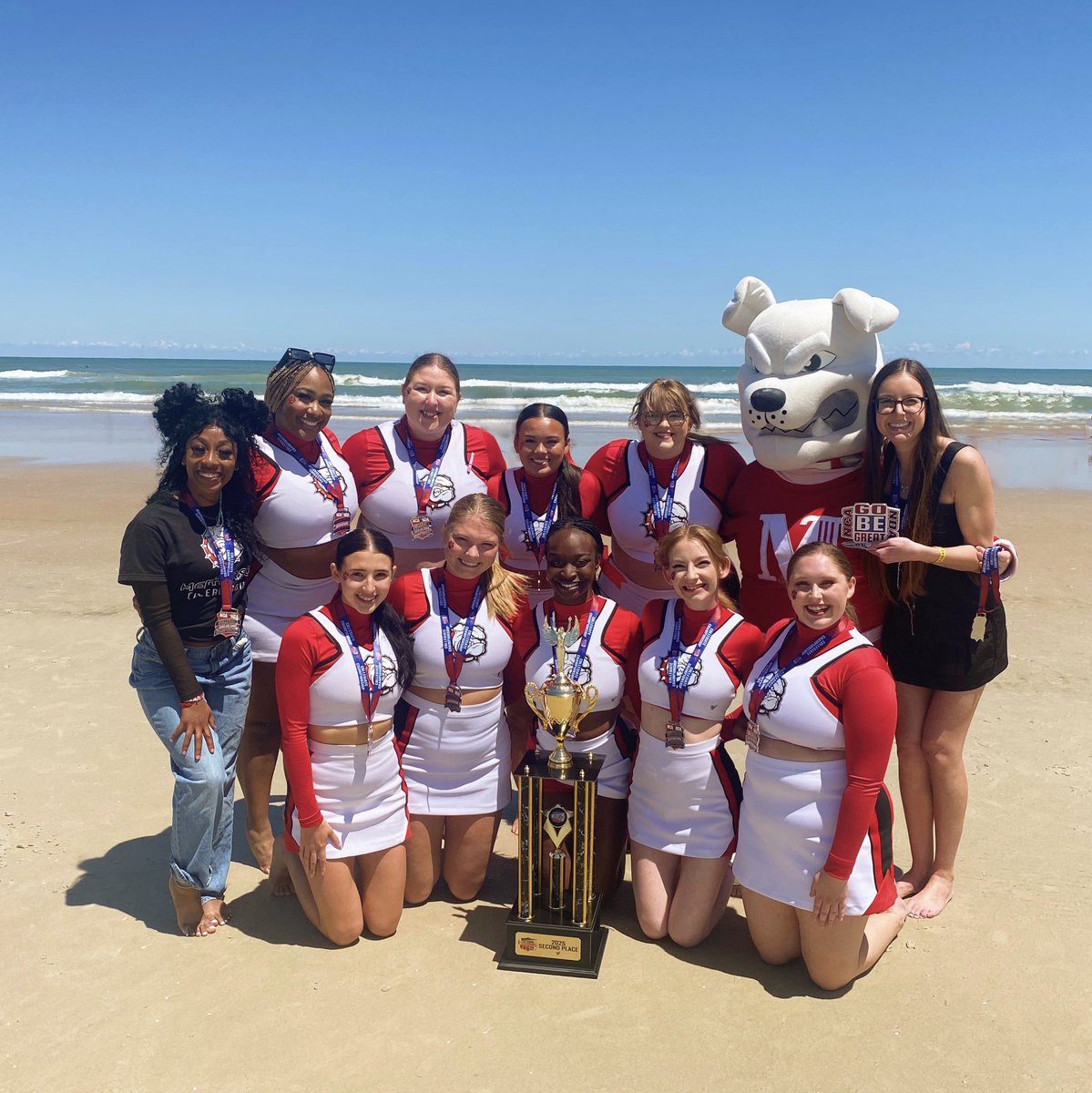 mcphersonspirit's tweet photo. So honored to receive the Go Be Great Award this year at NCA College Nationals, presented to us by VP of Varsity Spirit, Justin Carrier. This award recognizes a team that has gone above &amp; beyond to make the world a better place, highlighting community service and giving back❤️❤️ https://t.co/gQVcwF0gmR
