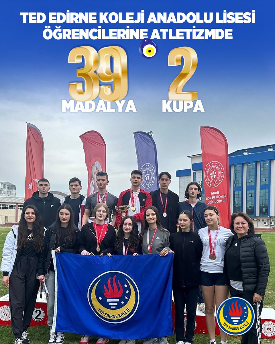 🏃‍♂️🏃‍♀️ #TEDEdirneKoleji Anadolu Lisesi öğrencilerimiz, Okul Sporları Atletizm Genç A Kız-Erkek Yarışmalarında birçok farklı branşta 39 madalya, 2 kupa kazanarak bizlere büyük bir gurur yaşattılar!
Her biriyle ayrı ayrı gurur duyuyor, azimleri ve başarıları için öğrencilerimizi ve