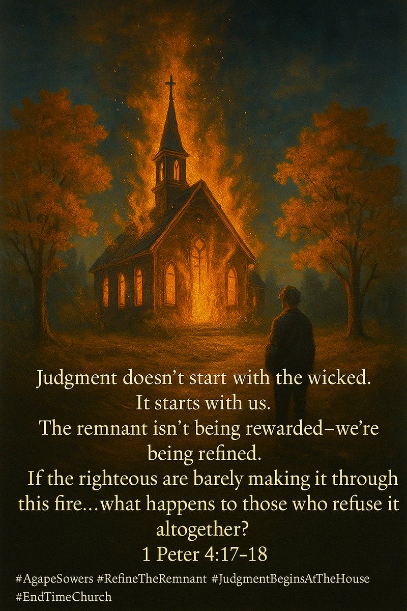 AgapeSowers's tweet image. Judgment doesn’t start with the wicked.
It starts with us.
The remnant isn’t being rewarded—we’re being refined.

If the righteous are barely making it through this fire…
what happens to those who refuse it altogether?

1 Peter 4:17–18 🔥
#AgapeSowers #RefineTheRemnant