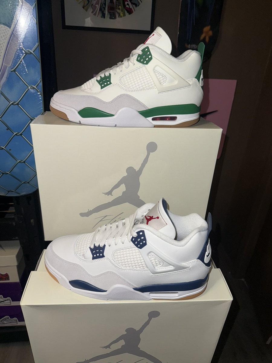 Sb_OrNothing's tweet photo. Nike SB x Air Jordan 4 #Navy & #PineGreen ๐ฎโ๐จ๐ฎโ๐จ We just have to add the Red Ones ๐๐๐๐๐๐ @nikesb #NavySB #PineGreen #SB https://t.co/ORttGw9A9z