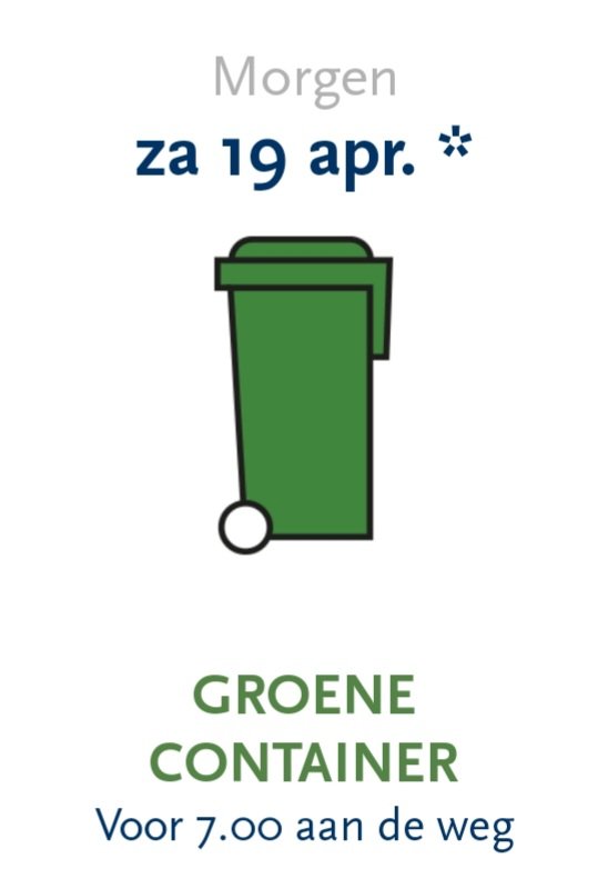 Morgen wordt de groene container geleegd!