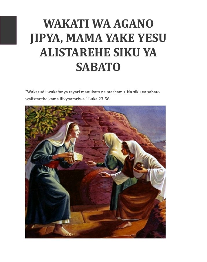𝐉𝐄 𝐖𝐀𝐉𝐔𝐀❓
Katika historia makini watu wasioijua, siku kama ya leo, zaidi ya miaka 2000 iliyopita, Maria mama wa Yesu alipumzika siku ya Sabato kwa huzuni akisahau kuwa ukombozi wa ulimwengu ulikuwa umekamilika.

Nawatakia Sabato njema yenye ushindi na furaha ya ukombozi