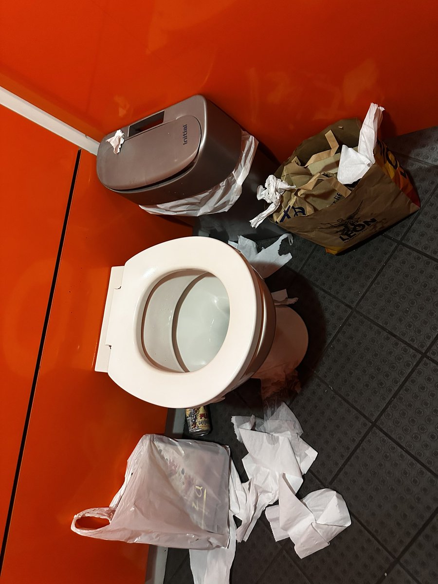MaxwellNichola's tweet photo. @NetworkRailBHM these toilets are disgusting…. By 10B platform! Tissue and rubbish all over the floors! I know it’s not your fault but are they regularly checked? https://t.co/manoLDRN1T