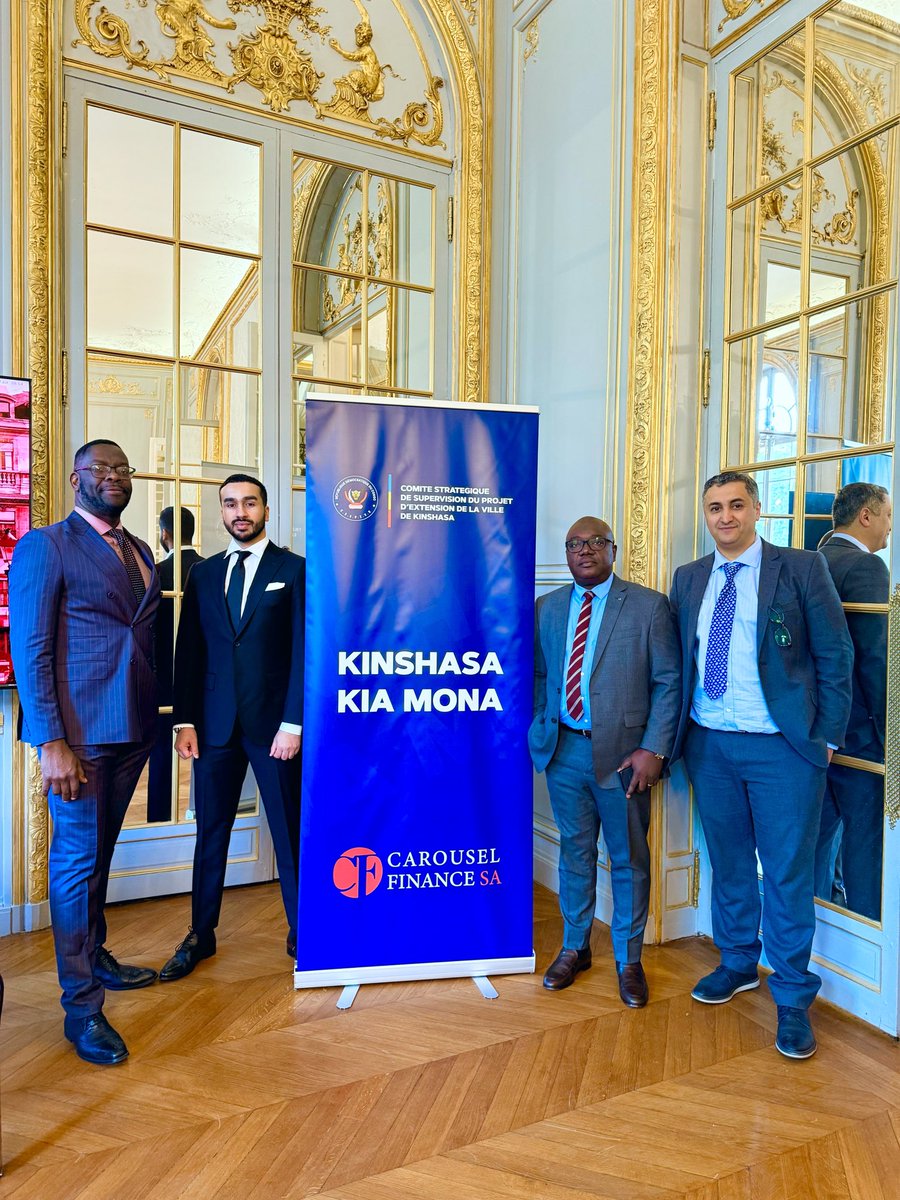Christiankali's tweet photo. Heureux d’avoir assisté à la présentation du projet #KinshasaKiaMona à Paris, en présence de S.E. M. Émile Ngoyi, Ambassadeur de la #RDC. Aux côtés de Mr  Hilali (Carousel Finance) et Ms Katambala (Cocipro), nous avons échangé sur cette vision d’une ville moderne à l’horizon 2033 https://t.co/FDFEVVYnW6