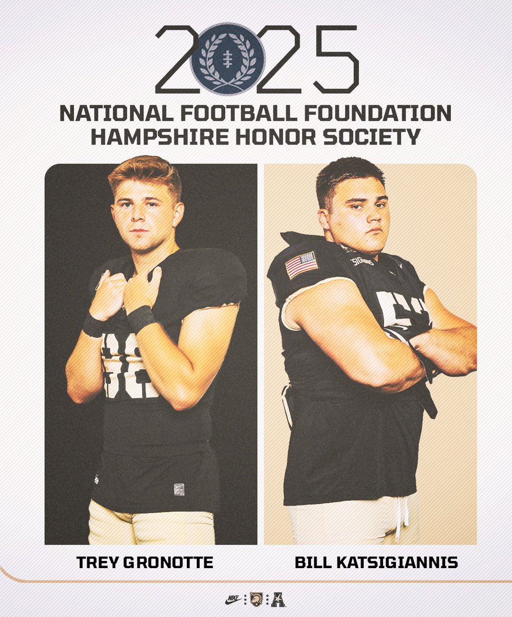ArmyWP_Football's tweet photo. Congrats Trey and Bill 👏👏👏

The pair were recognized for their work in the classroom by the @NFFNetwork as members of the Hampshire Honor Society. 

→ https://t.co/W2DIhroz7F https://t.co/bsDUUql5Fq