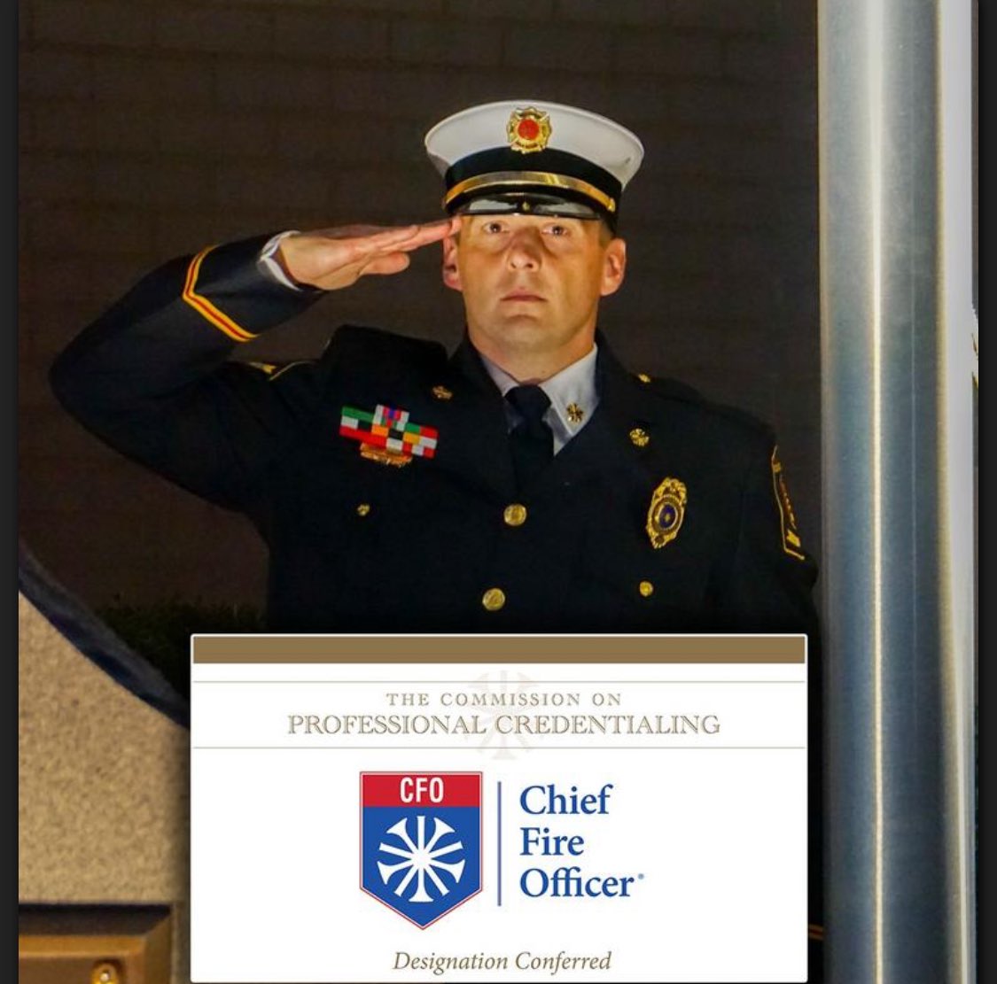 ctvfc21's tweet photo. On April 7th, the Center for Public Safety Excellence awarded Chief Garing their Chief Fire Officer (“CFO”) credential. This designation recognizes individuals who demonstrate their excellence in seven measured components and their profession. https://t.co/RXELMWNVm9