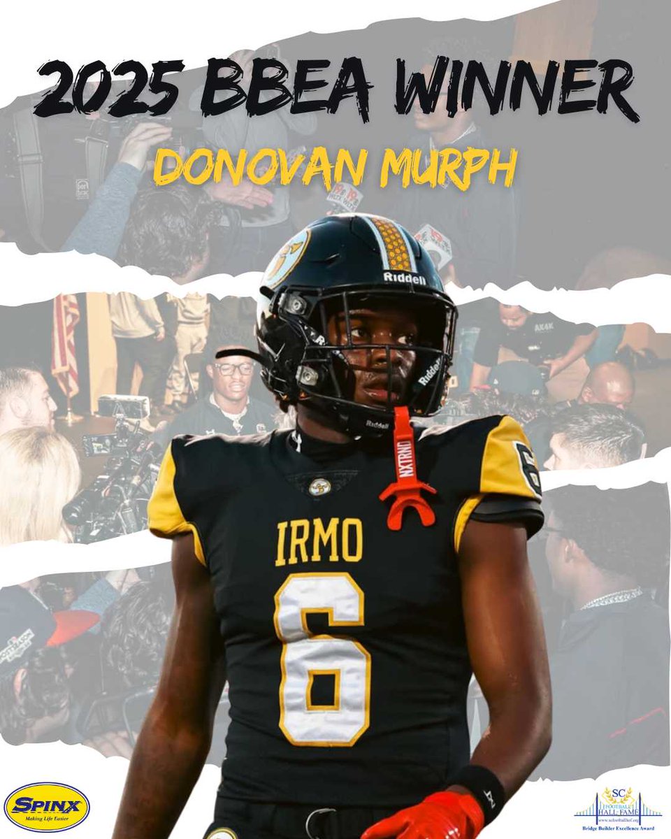 We’re proud to announce Donovan Murph as the 2025 Bridge Builder Excellence Award winner! He was awarded this honor at our 12th annual Enshrinement last night 🏆🏈

Donovan exemplifies leadership, perseverance, &amp; a commitment to building a brighter future for SC student-athletes.