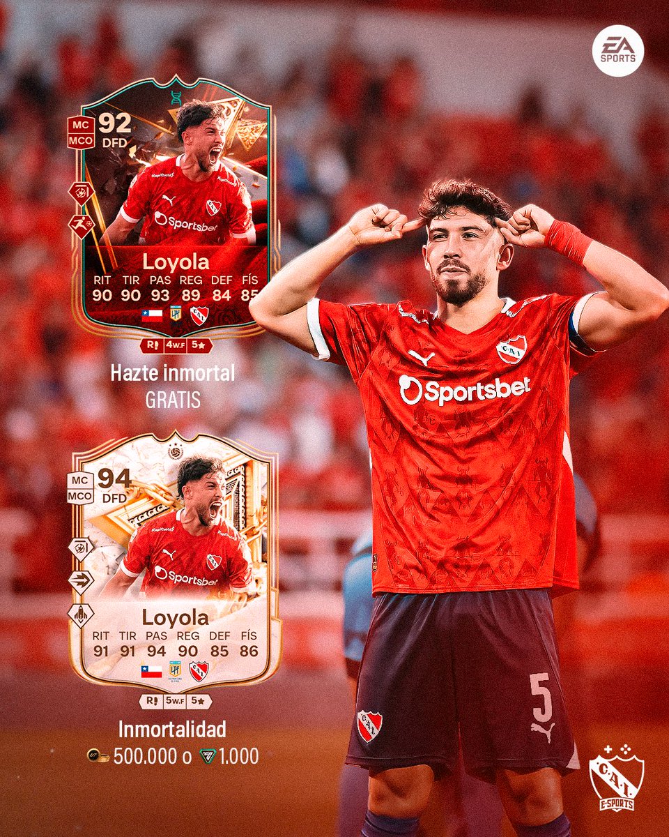 Hazte Inmortal x Pipe Loyola 👉🏻😌👈🏻

Hoy termina este evento en el #FC25, y vos, ¿cuál jugador de #Independiente evolucionaste? 🎮

#PorElClub #TodoRojo 🔴