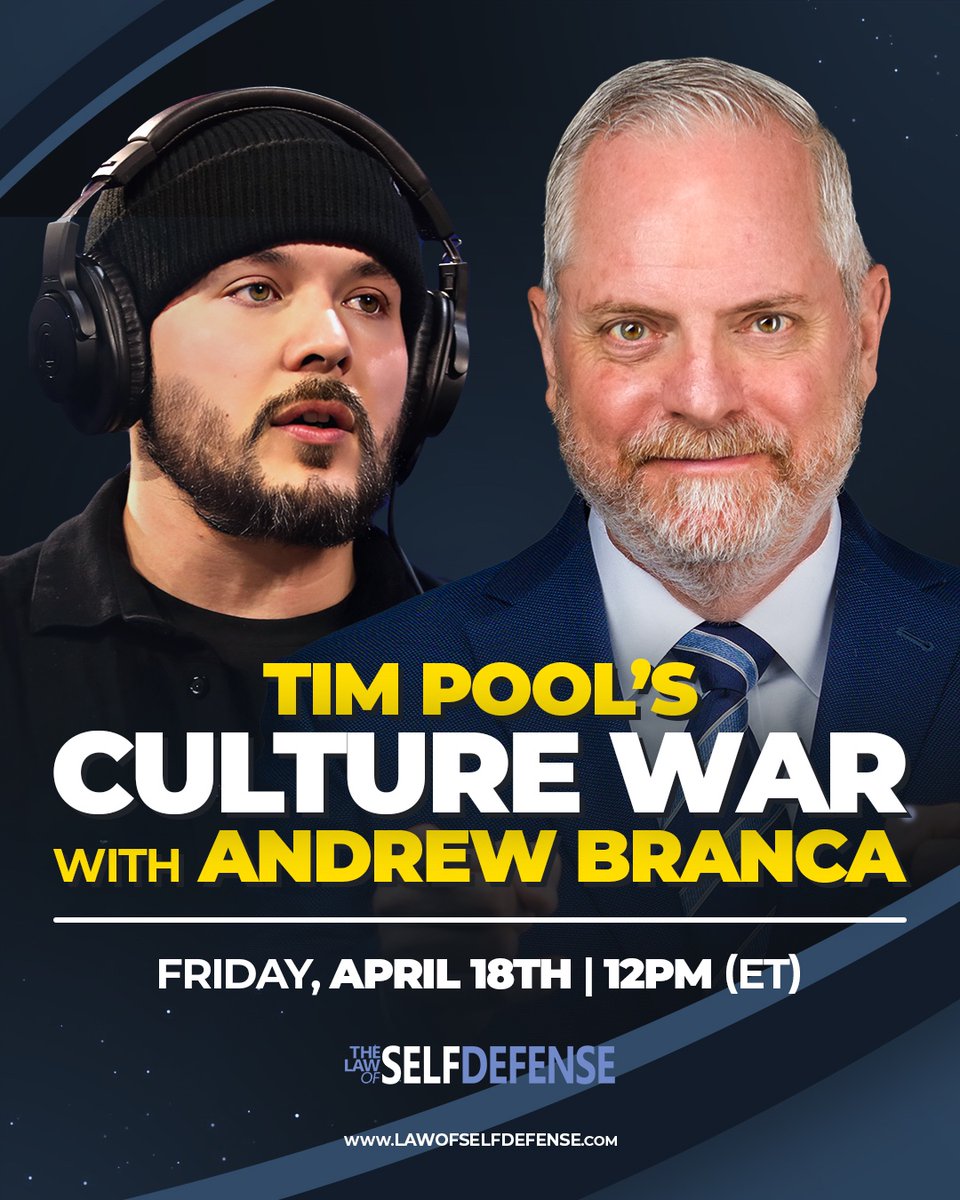 LawSelfDefense's tweet image. UPDATE! THE TIME OF THE SHOW HAS CHANGED TO NOON ET!
I’ll be joining Tim Pool (@Timcast) Friday, April 18th at NOON!!! ET on his Culture War show for a conversation you won’t want to miss.
We’ll be focusing on the Karmelo Anthony stabbing of Austin Metcalf in Frisco TX, and…
