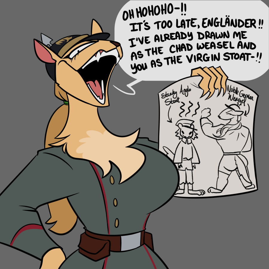 It's too late for you, idiot, I've already drawn you as the Wojack. I've won the war. 

Elhryn belongs to <a href="/goeliath/">Goeliath</a> . 

#art #comic #furryart #anthro #anthroart #furry