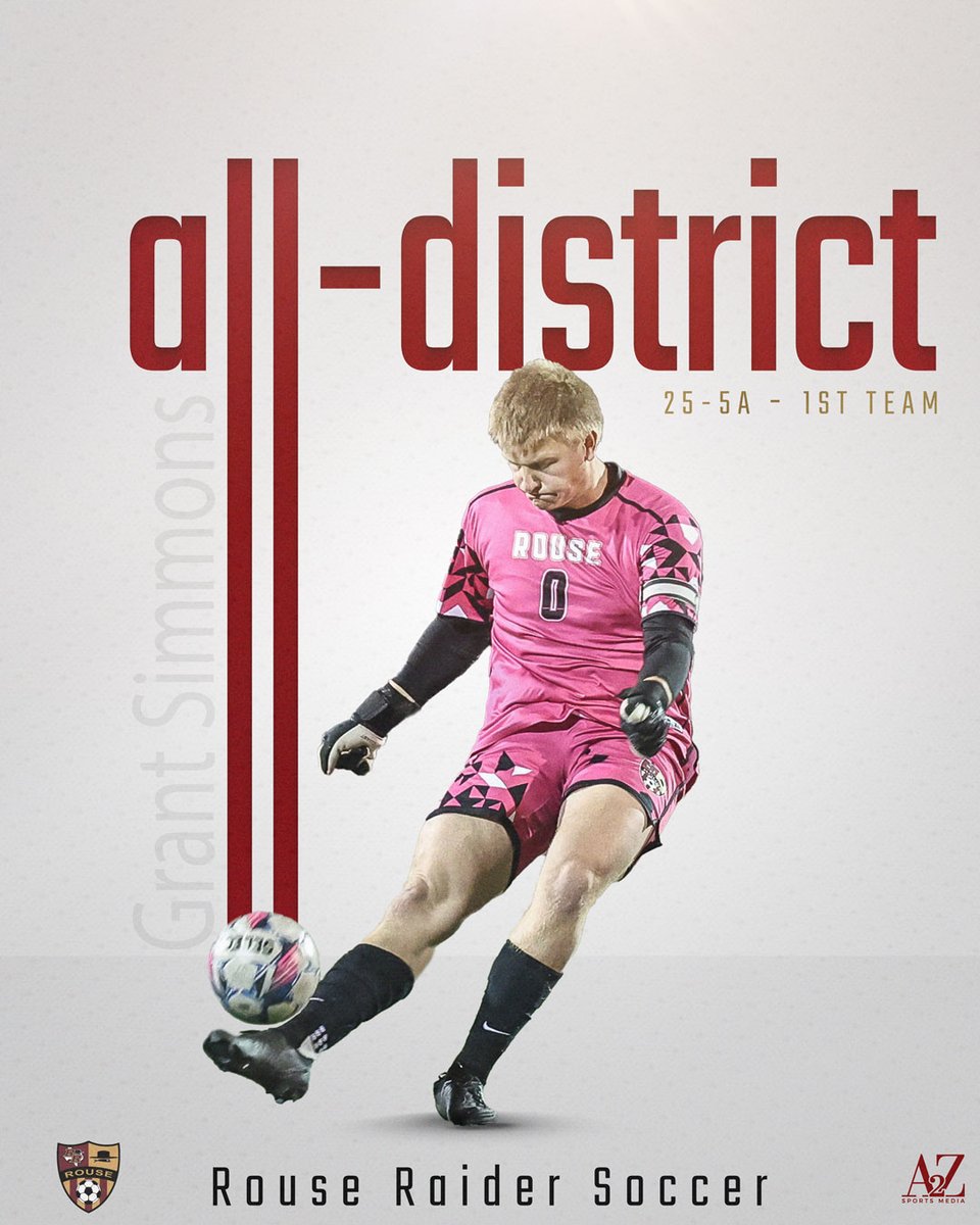 A2ZSportsMedia (@a2zsportsmedia) on Twitter photo Congratulations to 1st Team All-District selection Grant Simmons. <a href="/RouseSoccer/">Rouse Raider Soccer</a> <a href="/RouseScrBooster/">RHS Soccer BC</a> <a href="/DKnight111/">Darrell Knight</a> <a href="/coachboswell88/">Coach Boswell🏈</a> Congratulations to 1st Team All-District selection Grant Simmons. <a href="/RouseSoccer/">Rouse Raider Soccer</a> <a href="/RouseScrBooster/">RHS Soccer BC</a> <a href="/DKnight111/">Darrell Knight</a> <a href="/coachboswell88/">Coach Boswell🏈</a>