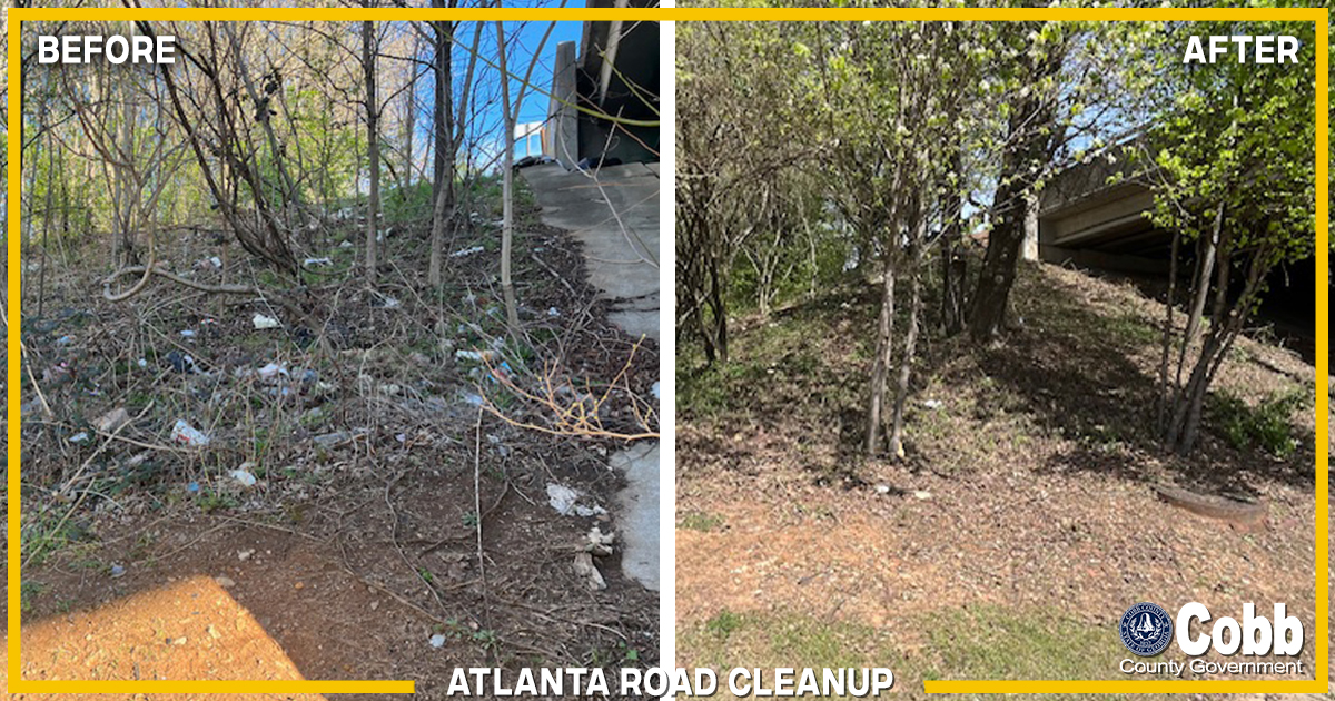 cobbcountygovt's tweet image. 👏 Big thanks to @CobbDOT crews for cleaning up Atlanta Rd &amp;amp; South Cobb Dr! After resident complaints, Chairwoman Lisa Cupid used $14K in contingency funds to support the effort. Crews cleared hundreds of pounds of trash! 💪♻️ #KeepCobbBeautiful #CobbDOT
