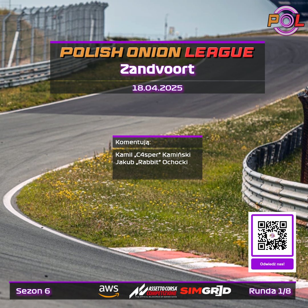c4spertv's tweet photo. Nowy 6 sezon i nowa strona Polish Onion League
Już dzisiaj o 20:00 startujemy na torze @CMCZtweets 
Relację skomentuję wraz z @rabbit990110 💪🏎
https://t.co/CZeIGF5IWK
#assettocorsacompetizione #acc #circiutzandvoort #esports #simracing #commentary #komentarz #yt https://t.co/TRGmfzZElq