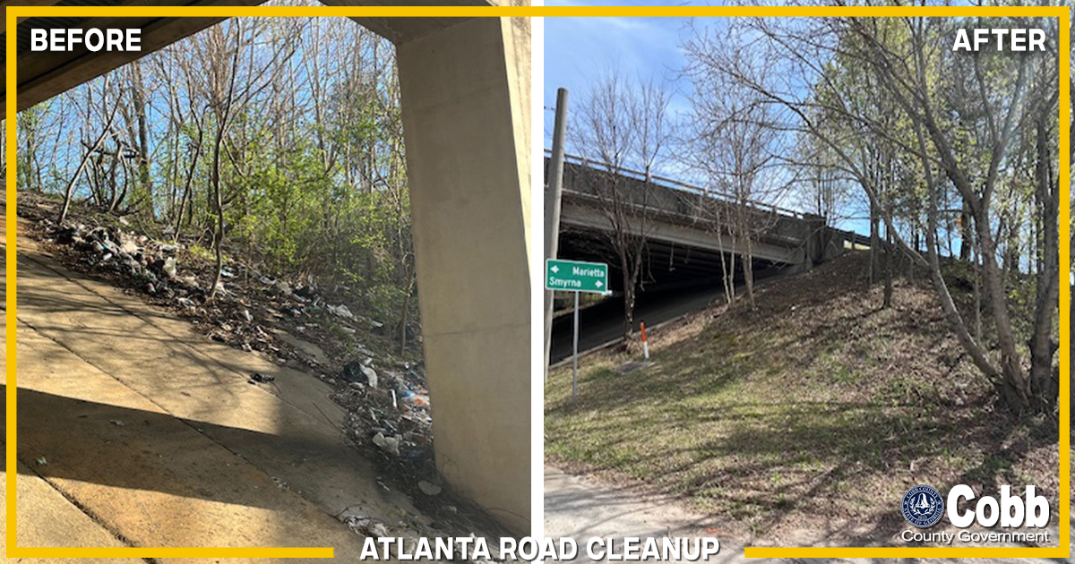cobbcountygovt's tweet image. 👏 Big thanks to @CobbDOT crews for cleaning up Atlanta Rd &amp;amp; South Cobb Dr! After resident complaints, Chairwoman Lisa Cupid used $14K in contingency funds to support the effort. Crews cleared hundreds of pounds of trash! 💪♻️ #KeepCobbBeautiful #CobbDOT