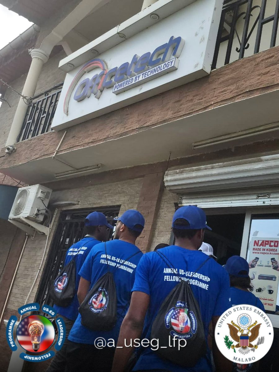a_useg_lfp's tweet photo. El jueves 17 de abril de 2025, los cursillistas del Annual US-EG Leadership Fellowship Programme realizaron una visita corporativa a las instalaciones de OFFICETECH, una empresa referente en el ámbito de soluciones tecnológicas y suministros de oficina en Guinea Ecuatorial. https://t.co/nbvYch3RKh
