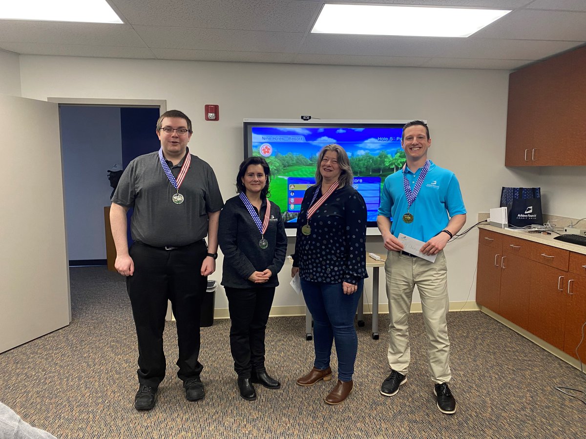 Achieve staff participated in a Wii Golf Tournament over the past month. The championship match was an exciting round of golf that kept everyone engaged. Congratulations to the winning team, Carol O. and Austin P., as well as the runners-up, Melissa D. and Zac P.

#AchieveMore