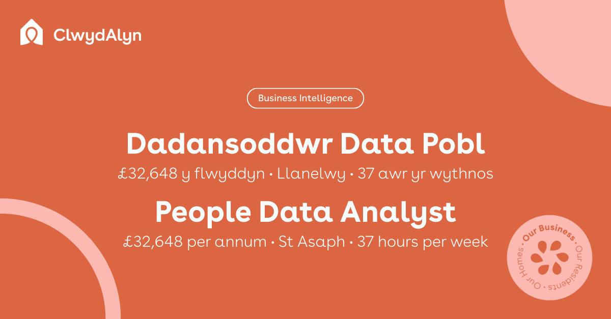 📣 Cyfle olaf | last chance to apply

📝 Dadansoddwr Data Pobl l People Data Analyst

£32,648 y flwyddyn l per year
Llanelwy l St Asaph
Dyddiad Cae l Closing Date 21/04/2025

Ewch draw i'n gwefan: clwydalyn.co.uk/cy/work-for-us/
Head to our website: clwydalyn.co.uk/work-for-us/