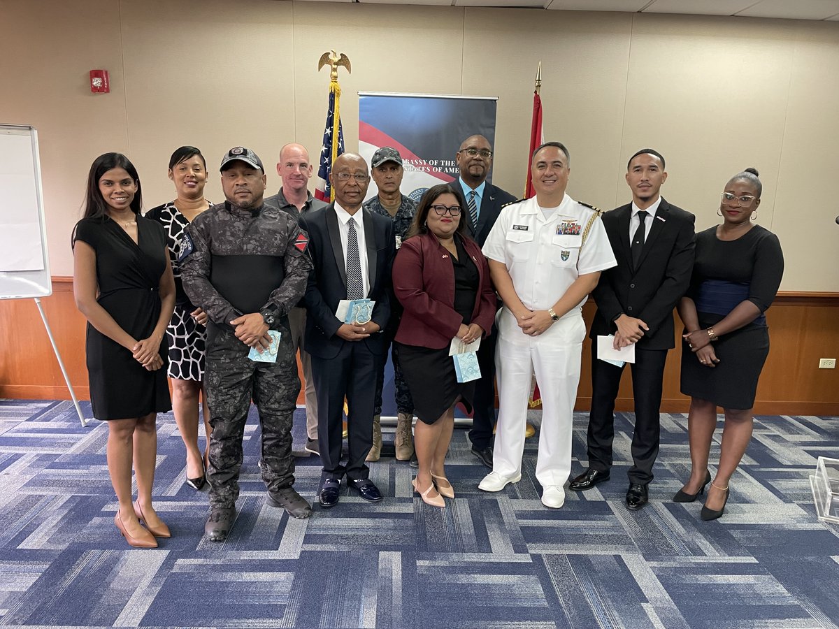 U.S. Embassy Port of Spain (@usintt) on Twitter photo On April 15, the U.S. Embassy presented tokens of appreciation to personnel from the <a href="/ODPM_TT/">ODPM Trinidad and Tobago</a>, the Port of Spain Mayor's Office, and <a href="/TTPoliceService/">T&T Police Service</a> for their contributions to the Caribbean Nations Security Conference #CANSEC24 hosted by Trinidad and Tobago last December. On April 15, the U.S. Embassy presented tokens of appreciation to personnel from the <a href="/ODPM_TT/">ODPM Trinidad and Tobago</a>, the Port of Spain Mayor's Office, and <a href="/TTPoliceService/">T&T Police Service</a> for their contributions to the Caribbean Nations Security Conference #CANSEC24 hosted by Trinidad and Tobago last December.