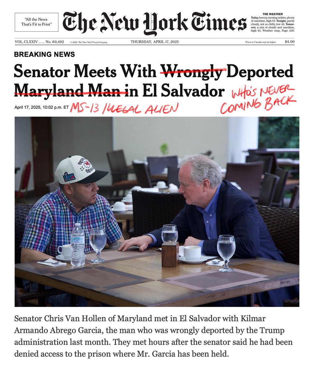 The White House (@whitehouse) on Twitter photo Fixed it for you, @NYTimes.
Oh, and by the way, <a href="/ChrisVanHollen/">Senator Chris Van Hollen</a> — he’s NOT coming back. Fixed it for you, @NYTimes.
Oh, and by the way, <a href="/ChrisVanHollen/">Senator Chris Van Hollen</a> — he’s NOT coming back.