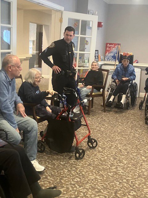 Yesterday our Traffic Safety Team met with residents of one of our senior assisted living facilities to discuss pedestrian safety. Informational flyers were distributed and reflective tape was affixed to walkers, canes and wheelchairs to enhance the visibility of our seniors.