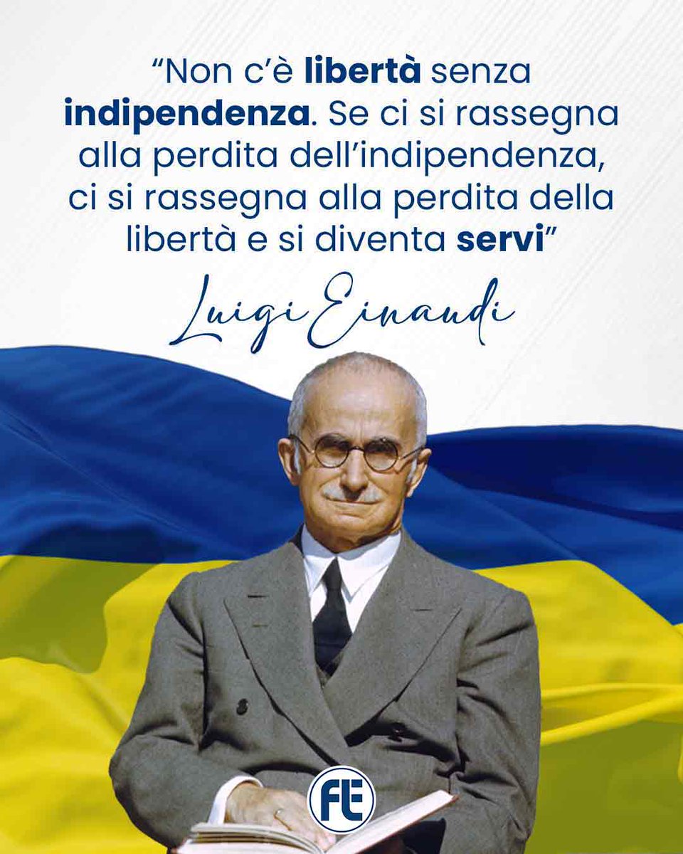 Non c’è pace senza libertà! 
Le parole di Luigi Einaudi, come sempre, ci servono da insegnamento. 

#PensieriLiberali #SlavaUkraini 🇺🇦🇪🇺