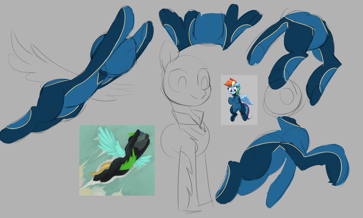 FakkaJohan's tweet image. Trying to figure out how this Wonderbolts uniform redesign by Pabbley works. I absolutely adore alternate Wonderbolts uniforms! :D❤️ (bottom left pose ref by Marsmimer)