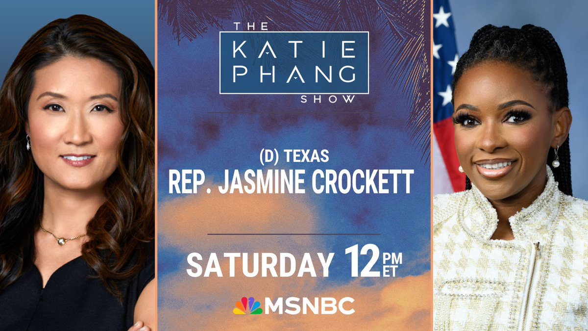 The Katie Phang Show (@katiephangshow) on Twitter photo "This ain’t 'America First'—it’s your wallet last."<a href="/RepJasmine/">Congresswoman Jasmine Crockett</a> joins <a href="/KatiePhang/">Katie Phang</a> on Trump tariffs and the market. Plus, her thoughts on Maryland Sen.Van Hollen's visit with wrongfully deported constituent in El Salvador. Tune in this Saturday 12 pm ET! "This ain’t 'America First'—it’s your wallet last."<a href="/RepJasmine/">Congresswoman Jasmine Crockett</a> joins <a href="/KatiePhang/">Katie Phang</a> on Trump tariffs and the market. Plus, her thoughts on Maryland Sen.Van Hollen's visit with wrongfully deported constituent in El Salvador. Tune in this Saturday 12 pm ET!