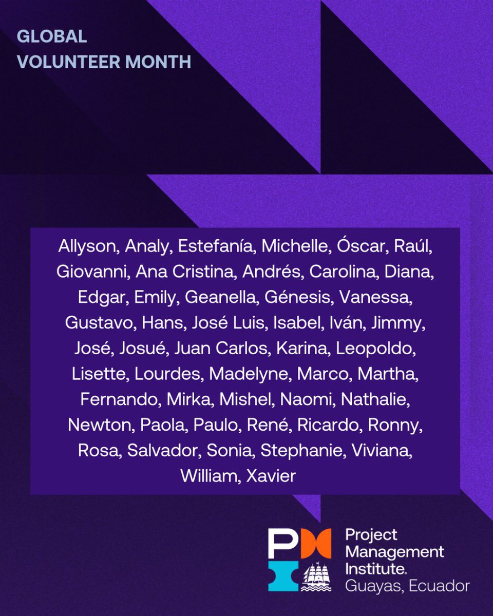 Ser voluntario en el Capítulo PMI Guayas es aportar con pasión al crecimiento de una comunidad profesional. Es compartir conocimientos, liderar con propósitos, crear lazos, desarrollar habilidades y dejar una huella positivo.
#GlobalVolunteerMonth #PMIVolunteers