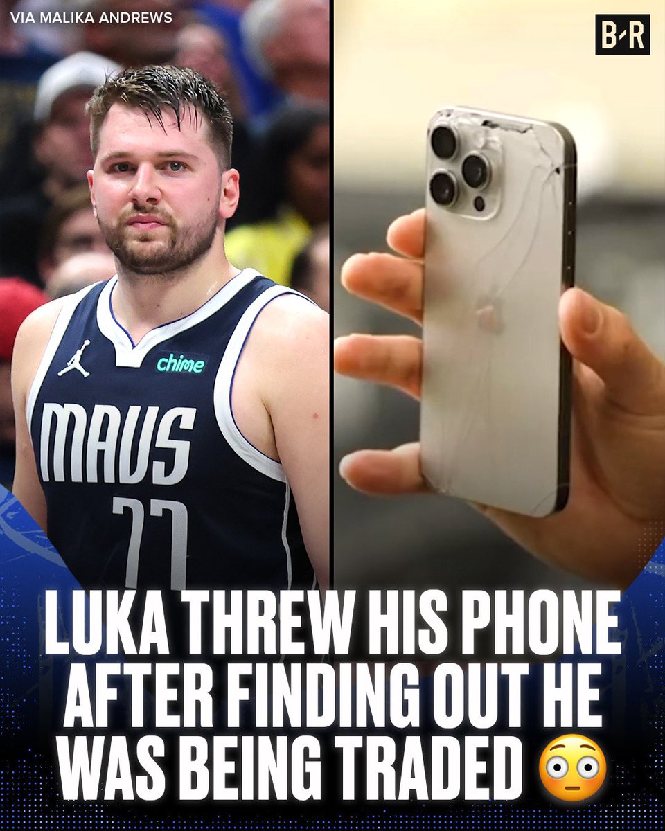 BleacherReport's tweet photo. Luka still uses the same phone that he broke the night he was told he was being traded to LA 😮

(via @malika_andrews) https://t.co/iEjrWrV0b5