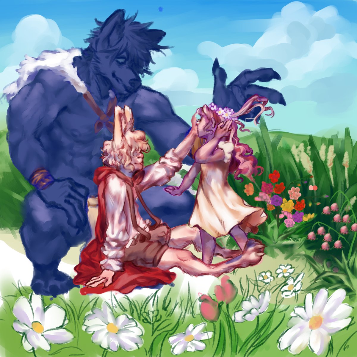 OshiArts's tweet photo. LOOK AT IT! Look at it before I have to cover it up with the rest of the illustration to finish it!! (Censored just in case 🙄)

Wow... it's been a while since I rendered any clothes... 💜✨   #wolf #family #painting #digitaldrawing #furrybara https://t.co/PnSlFan535