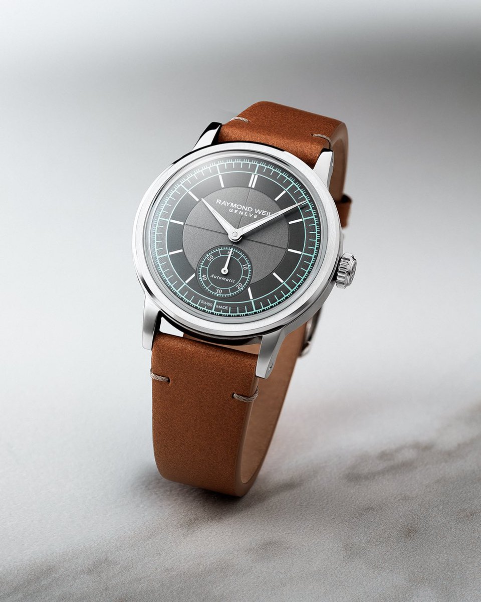 Novelty | Millesime small seconds 35mm 

This timepiece presents an anthracite sector dial subtly elevated by a menthol minute track and a small seconds at 6 o’clock. 

Explore: bit.ly/43SaDN3

#RAYMONDWEIL