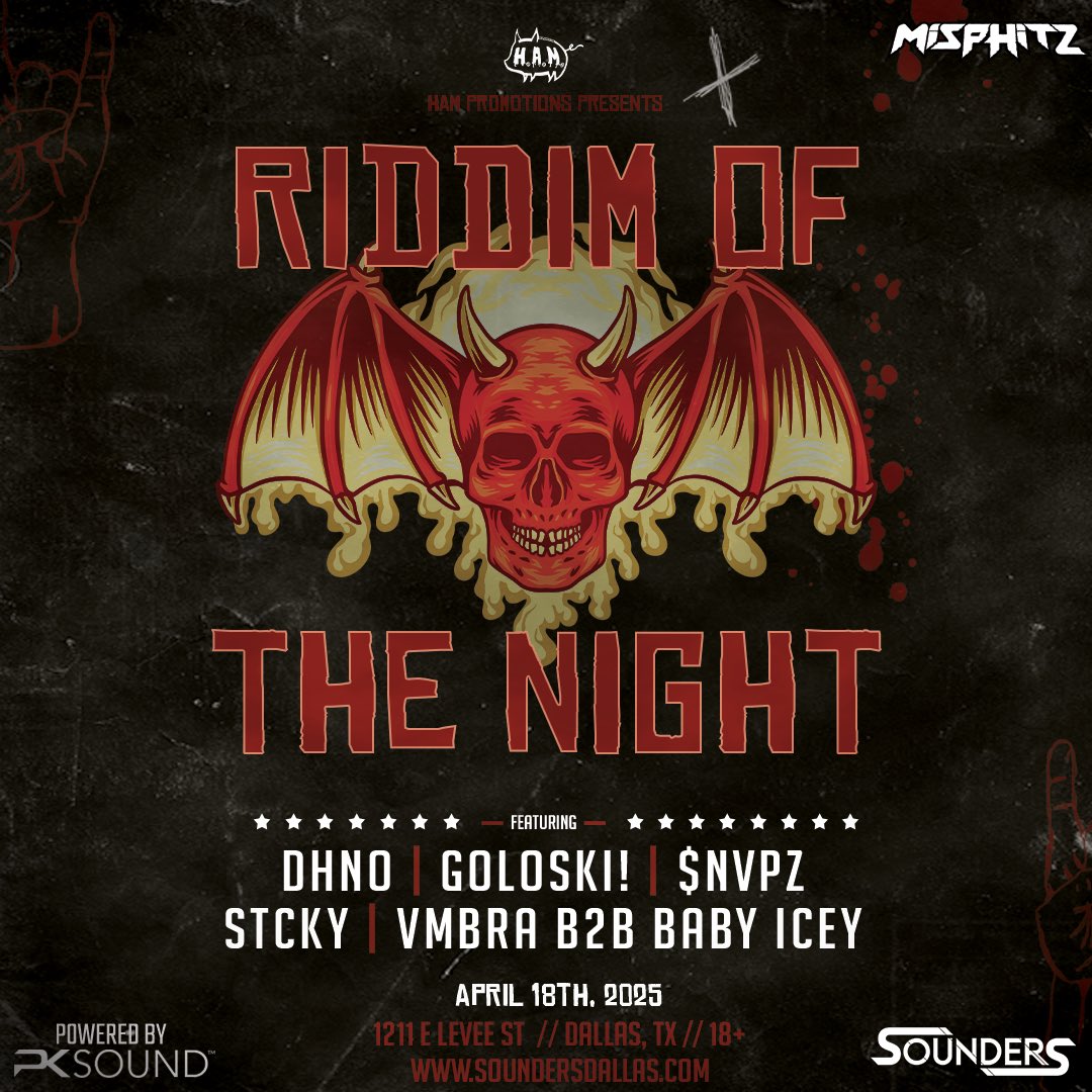 Make sure to get your tickets for <a href="/SoundersDallas/">Sounders Dallas</a> tonight ‼️‼️

Playing a show with some of the <a href="/Misphitzdub/">Misphitz</a> boys tn 🫦🫦

🎟️: eventbrite.com/e/riddim-of-th…