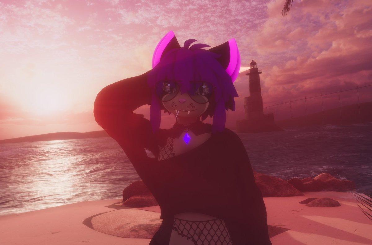 Beach vibes ✨️💜
#Mayu #VRChat #furry #vrcfurry #VRChatPhotography