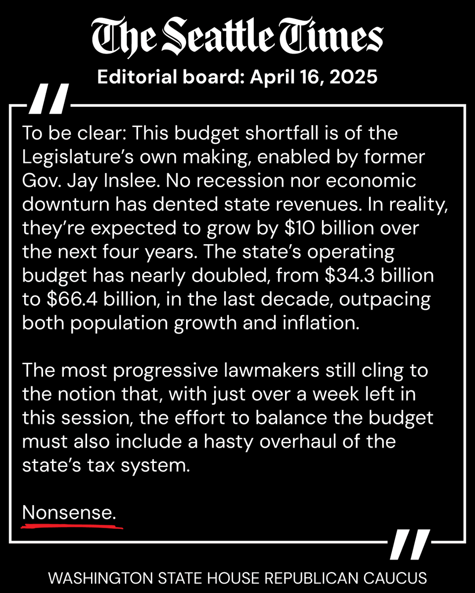 WaHouseGOP's tweet image. Zero. That’s exactly how many new taxes Washington families should face from the 2025 legislative session.