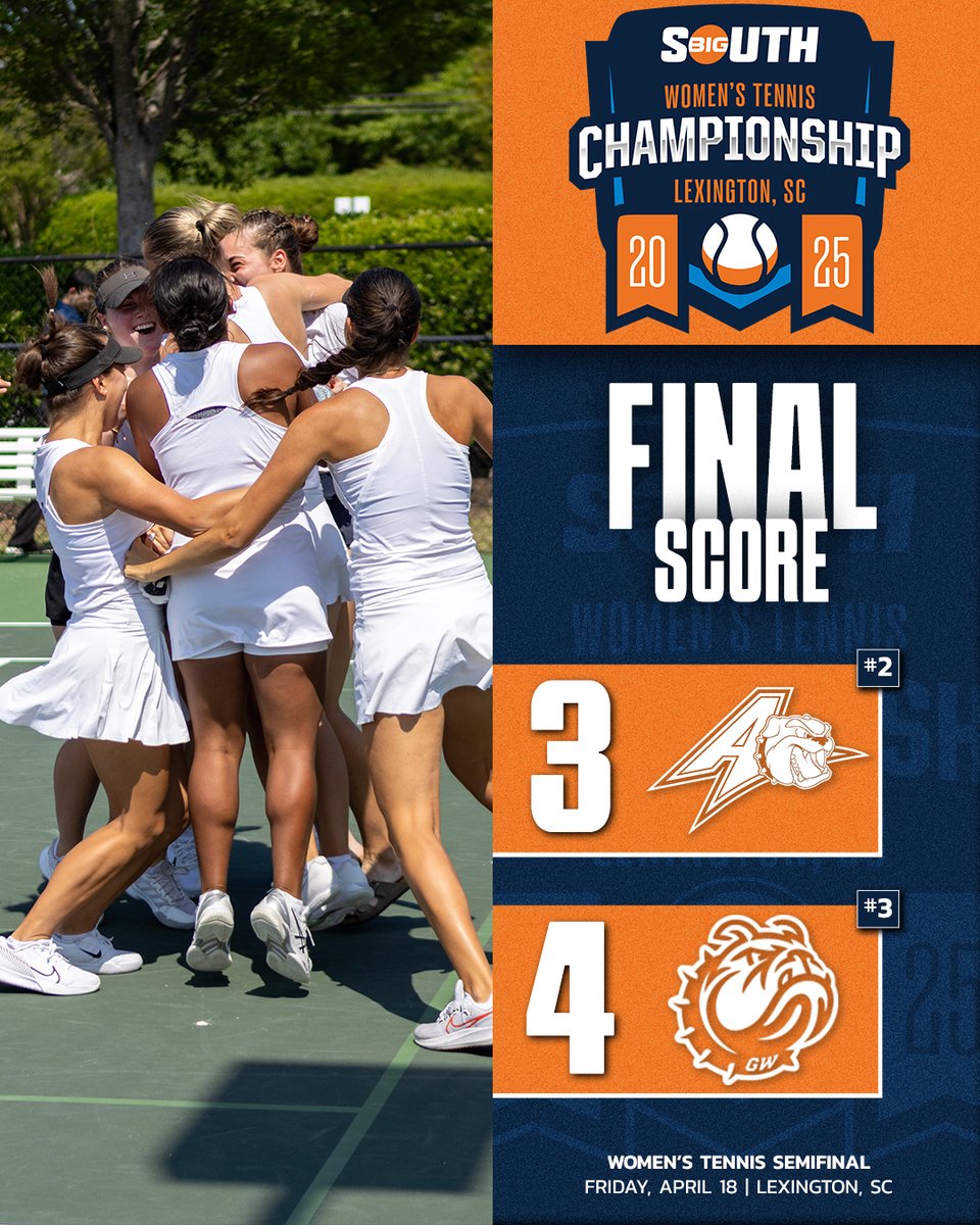 Welcome to the 𝗗𝗔𝗪𝗚 𝗛𝗢𝗨𝗦𝗘 🐶🏠

Emilia Roslund clinches the match on court 1️⃣ and sends the Runnin' Bulldogs to tomorrow's #BigSouthWTEN Championship match! 🏆