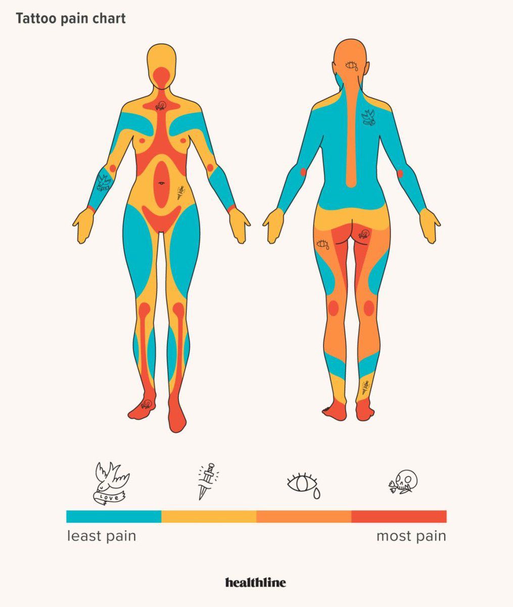For education sake.

Just incase you plan to draw a tattoo,
These are the parts of the body where you get the most pain and the least pain.

Look at this chart: